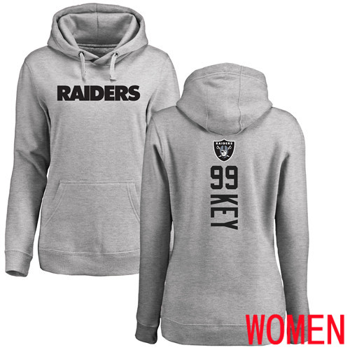Oakland Raiders Ash Women Arden Key Backer NFL Football #99 Pullover Hoodie Sweatshirts